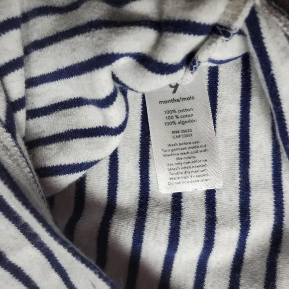 Carter's Blue and White Striped Animal Ear Hooded Onesie Size 9M NWOT - Picture 5 of 10